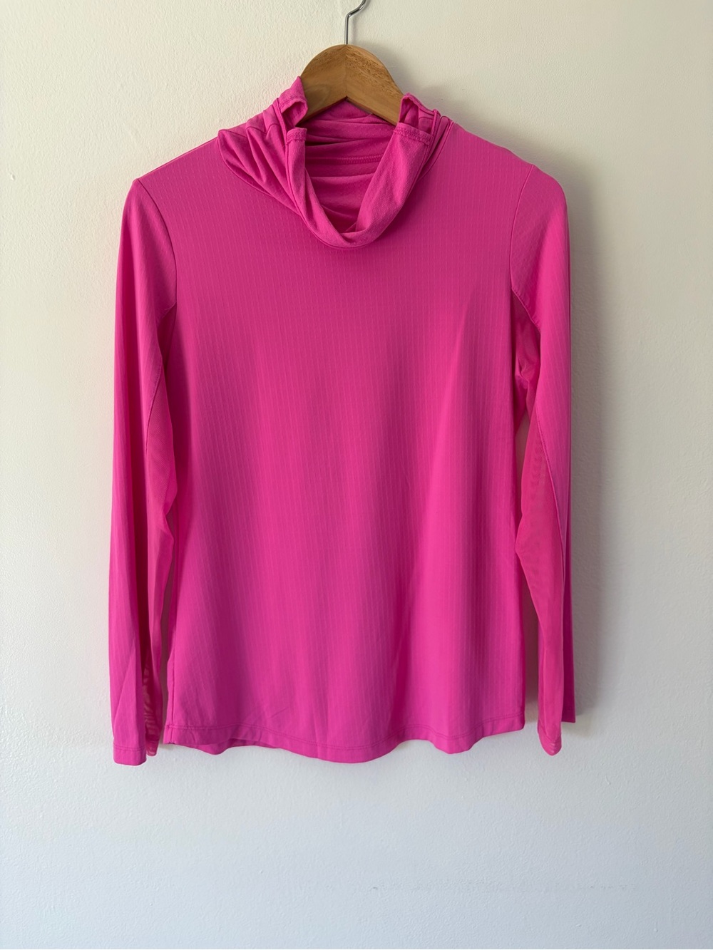 IBKUL Pink Long Sleeve Turtleneck With Built In Face Mask UPF Athletic Top Small